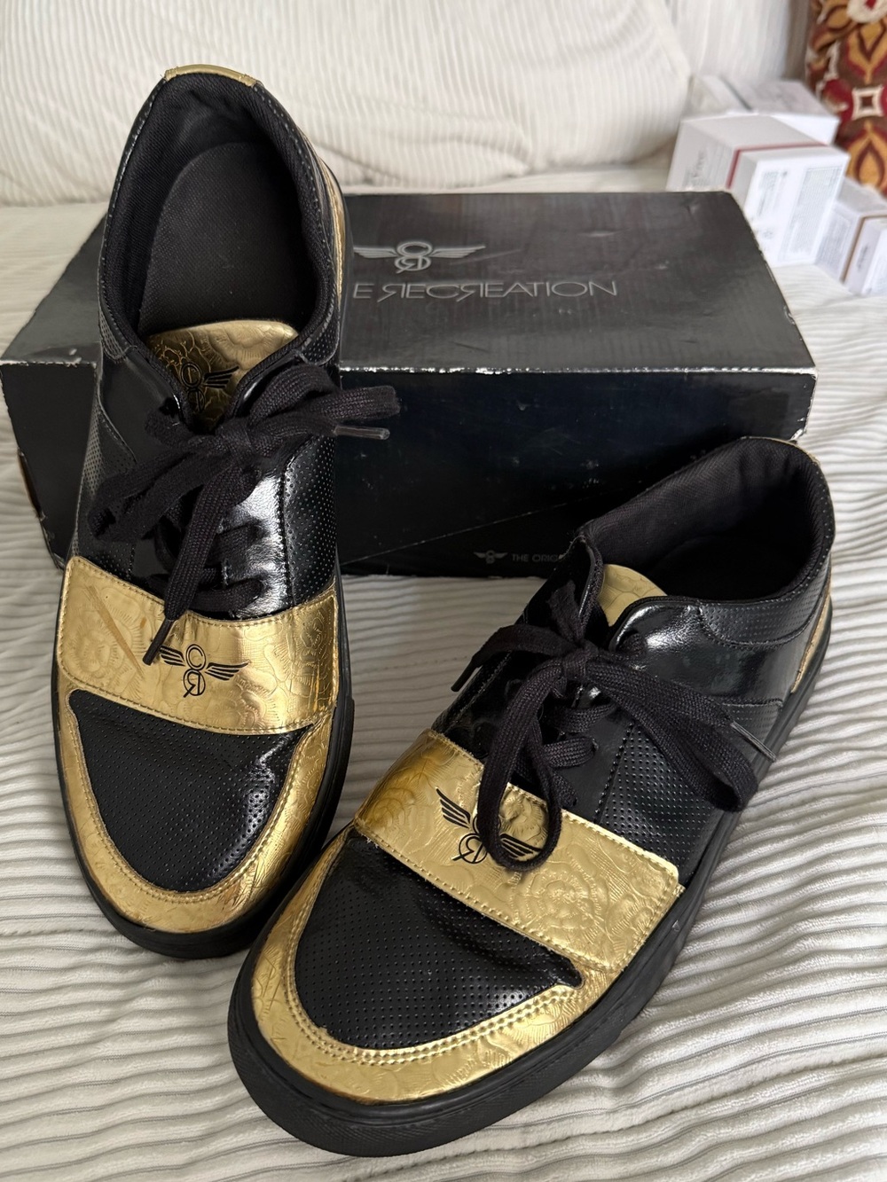 Creative Recreation Cesario Lo Men's Sneakers SZ 12 Black Metallic Gold With Box